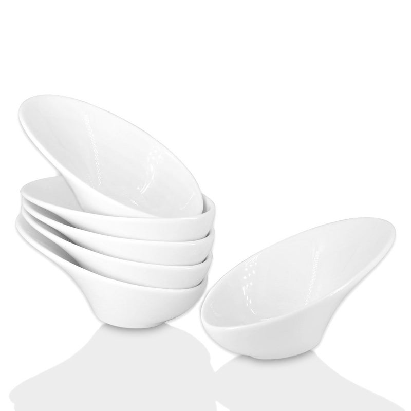 Holitika Sushi Soy Sauce Dish - Dipping Bowls Set, White Porcelain Dipping Sauce Bowls/Dishes for Soy Sauce, Ketchup, BBQ Sauce or Seasoning- 1 Oz,Set of 6,D2 - Image 1